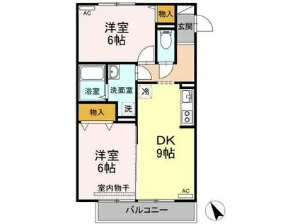 オーシャンヴューB B棟(2DK/2階)の間取り写真