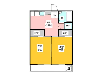 赤坂グリーンハイツ(2DK/2階)の間取り写真