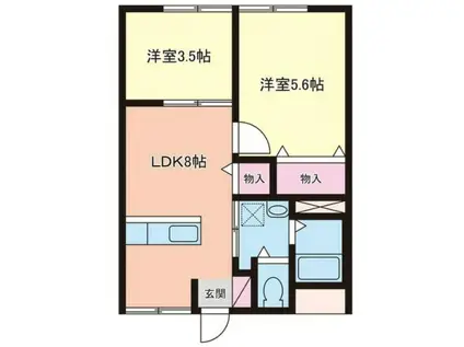 サンハイツ紫原(2LDK/2階)の間取り写真