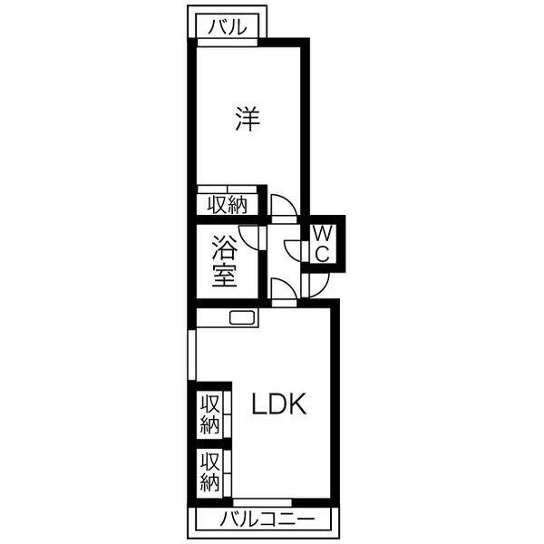 サンハイツ中駒(1LDK/3階)の間取り写真