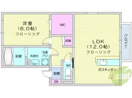 アムール・ド・メゾンⅡ番館(1LDK/2階)の間取り写真