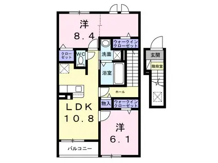 カリーノII(2LDK/2階)の間取り写真