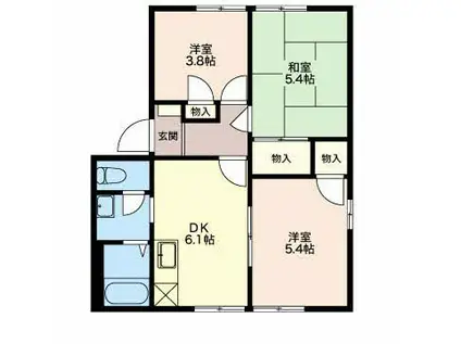 フレグランス今泉A(3DK/1階)の間取り写真