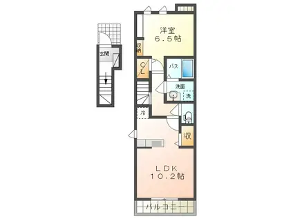 ニューアセット(1LDK/2階)の間取り写真