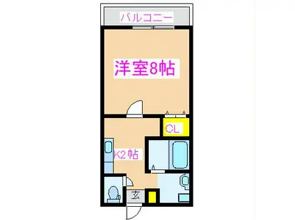 フェヴァリーF(1K/2階)の間取り写真