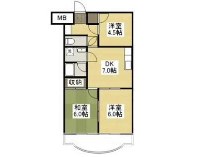 サンライフあけぼの(3DK/2階)の間取り写真
