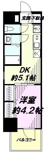 エステムコート東京八王子(1DK/11階)の間取り写真