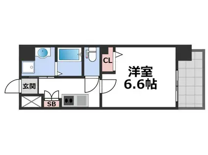 ワールドアイ大阪城イーストII(1K/9階)の間取り写真