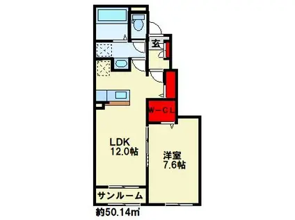 ロータス北泉1(1LDK/1階)の間取り写真