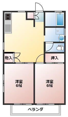 コーポさかえ(2DK/2階)の間取り写真