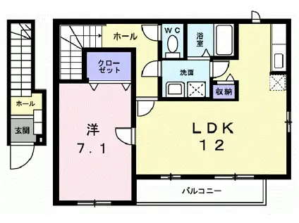 グレイス横黒(1LDK/2階)の間取り写真