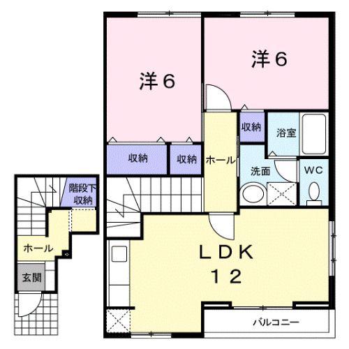 ヴェルドミールA(2LDK/2階)の間取り写真