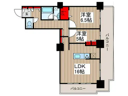 ロイヤルパークスタワー南千住(2LDK/9階)の間取り写真