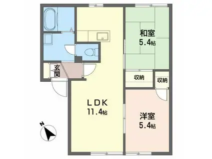 エトワスA(2LDK/1階)の間取り写真