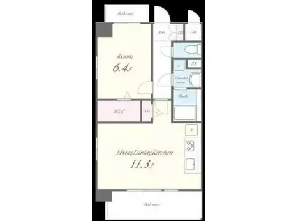 ラ グランディール(1LDK/2階)の間取り写真