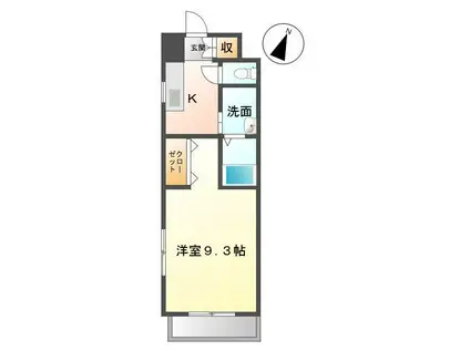 ブリエ福山西町(1K/4階)の間取り写真