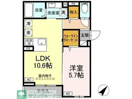 ASSET-COURT曙町(1LDK/1階)の間取り写真