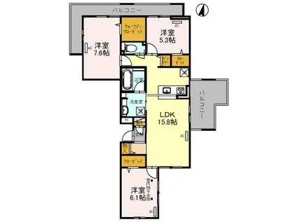 ゆずり葉(3LDK/2階)の間取り写真