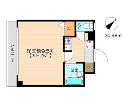 ドミールグリーンベルC棟(1K/2階)の間取り写真