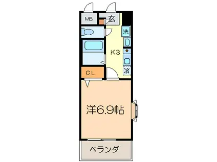 プリーマ(1K/4階)の間取り写真