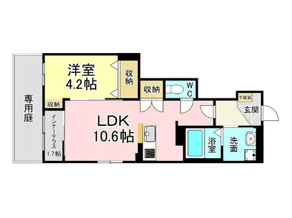 ザ・スパキオ アヴァンサートフクオカ(1LDK/1階)の間取り写真