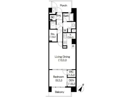 BRILLIA IST 三軒茶屋 ブラッサムテラス(1LDK/7階)の間取り写真