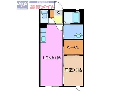 ソフィアA(1LDK/1階)の間取り写真