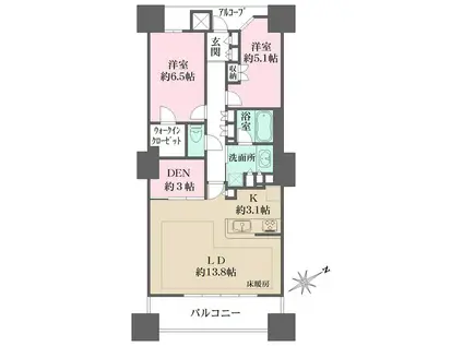 ザ・パークハウス広島駅前通(2LDK/8階)の間取り写真