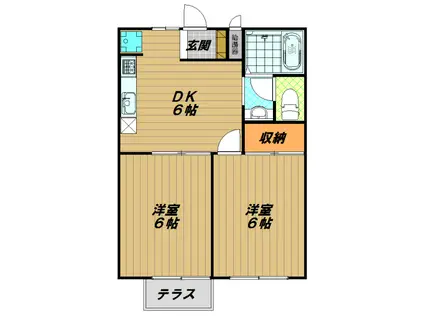 ヴィラ若木(2DK/2階)の間取り写真