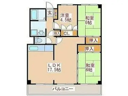 第3久保ビル(3LDK/2階)の間取り写真