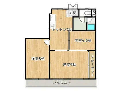 辰巳マンション(3DK/4階)の間取り写真