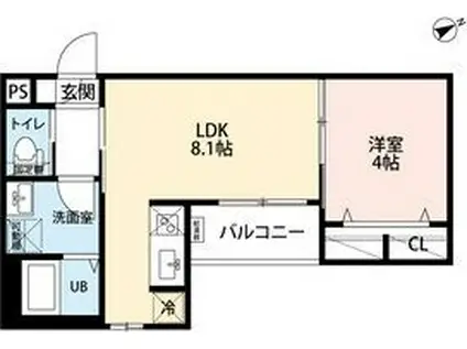 TIDA 高畑(1LDK/2階)の間取り写真