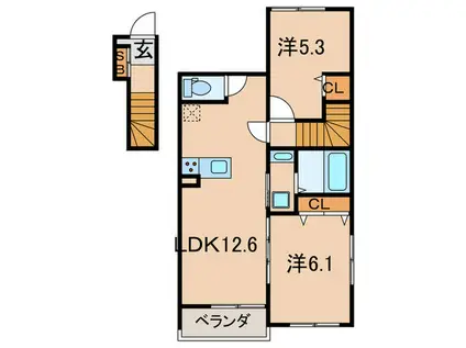 メゾン・デ・クール(2LDK/2階)の間取り写真