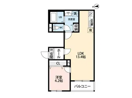 MOMOS HOUSE(1LDK/1階)の間取り写真