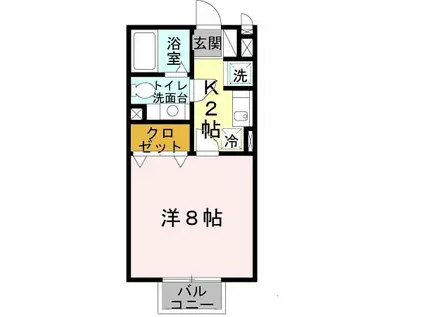 ヴェルドミールI(1K/2階)の間取り写真