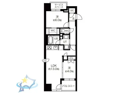 パークリュクス札幌大通公園(2LDK/7階)の間取り写真