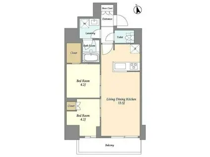 グランカーサ船堀I(2LDK/3階)の間取り写真