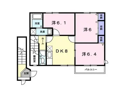 ルミエールC(3DK/2階)の間取り写真