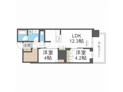 RJR堺筋本町タワー(2LDK/5階)の間取り写真