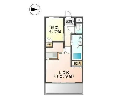 コンフォート・宇土(1LDK/3階)の間取り写真