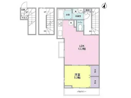 ウェルスクエア明大前(1LDK/3階)の間取り写真