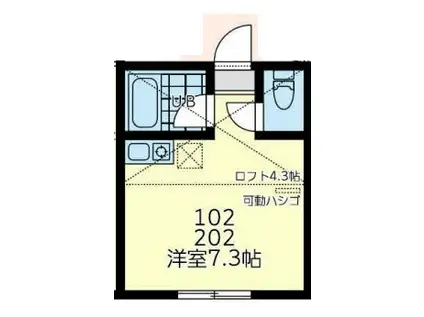 ユナイト三春ジョーウェスティン(ワンルーム/1階)の間取り写真