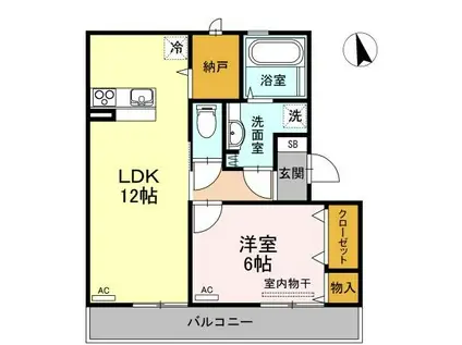 シェーン ネーベル A棟(1LDK/3階)の間取り写真