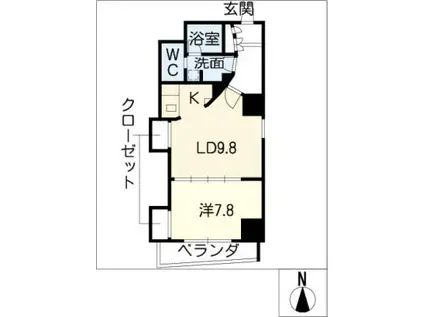エルブ葵(1LDK/12階)の間取り写真