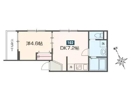 メルディア蒔田(1DK/1階)の間取り写真