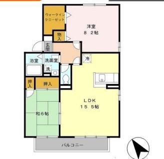 カームフォレスト(2LDK/2階)の間取り写真