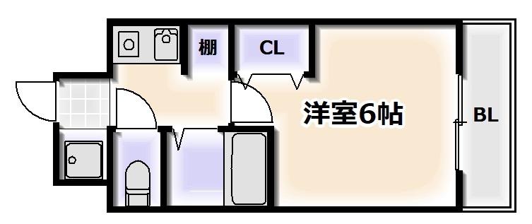 エルミタージュ難波南VII(1K/9階)の間取り写真