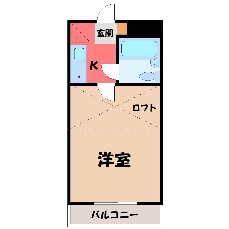 ソワール上柴A(1K/2階)の間取り写真