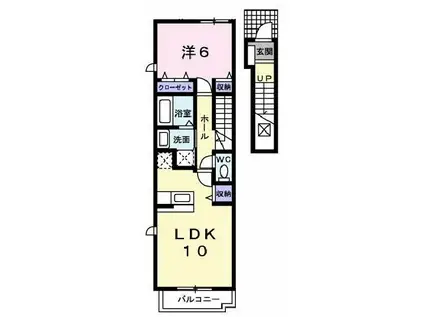 クローバーI(1LDK/2階)の間取り写真