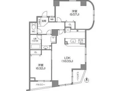フイユ・ドール目白(2LDK/6階)の間取り写真